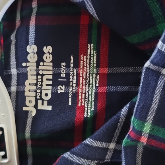 JAMMIES FOR FAMILIES BOYS 2 PIECE BLUE PLAID PAJAMA SET SIZE 12 - Picture 6 of 11